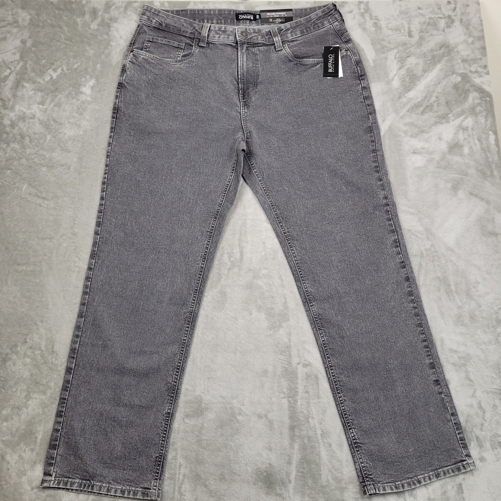 Buffalo David Bitton Driven Relaxed Straight Jeans Men's 38x32 Grey Denim (NWT)